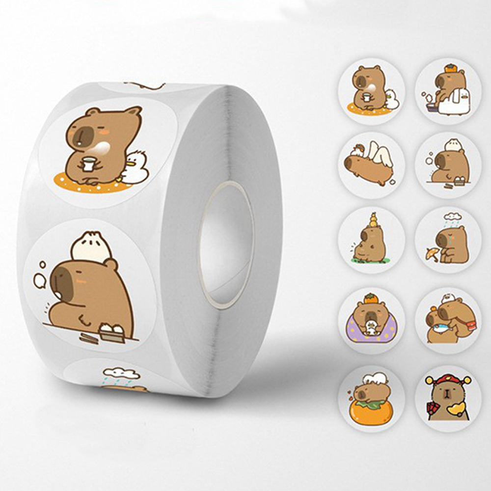 AliExpress 500pcs/Roll Cute Capybara Sticker Waterproof Graffiti Aesthetic Decorative Luggage Laptop Cup Phone Diary Book Stickers Toy