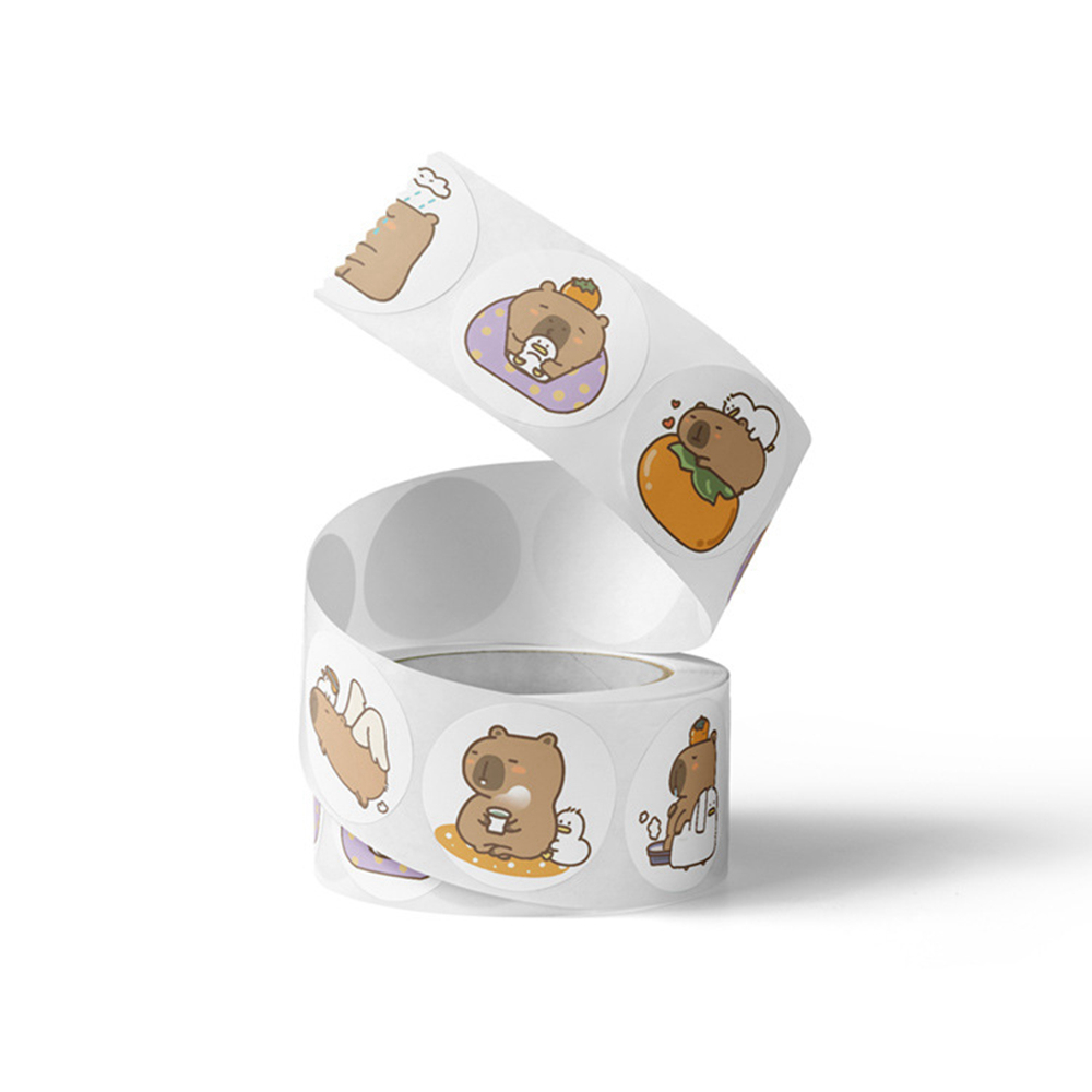 AliExpress 500pcs/Roll Cute Capybara Sticker Waterproof Graffiti Aesthetic Decorative Luggage Laptop Cup Phone Diary Book Stickers Toy, view 2