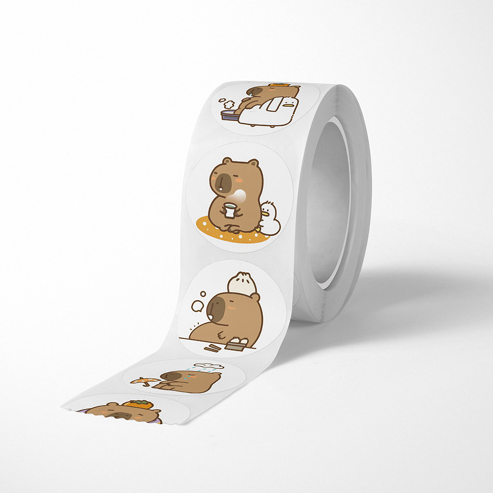 AliExpress 500pcs/Roll Cute Capybara Sticker Waterproof Graffiti Aesthetic Decorative Luggage Laptop Cup Phone Diary Book Stickers Toy, view 3