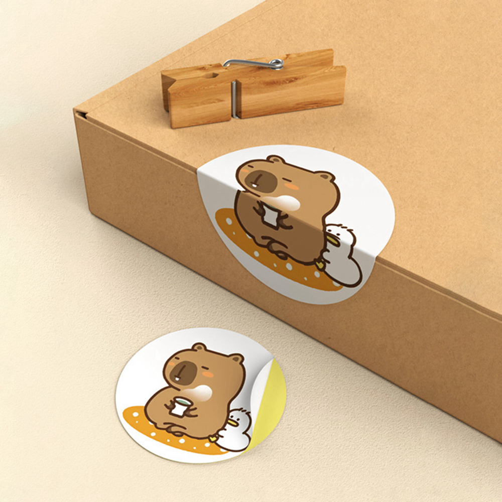 AliExpress 500pcs/Roll Cute Capybara Sticker Waterproof Graffiti Aesthetic Decorative Luggage Laptop Cup Phone Diary Book Stickers Toy, view 4