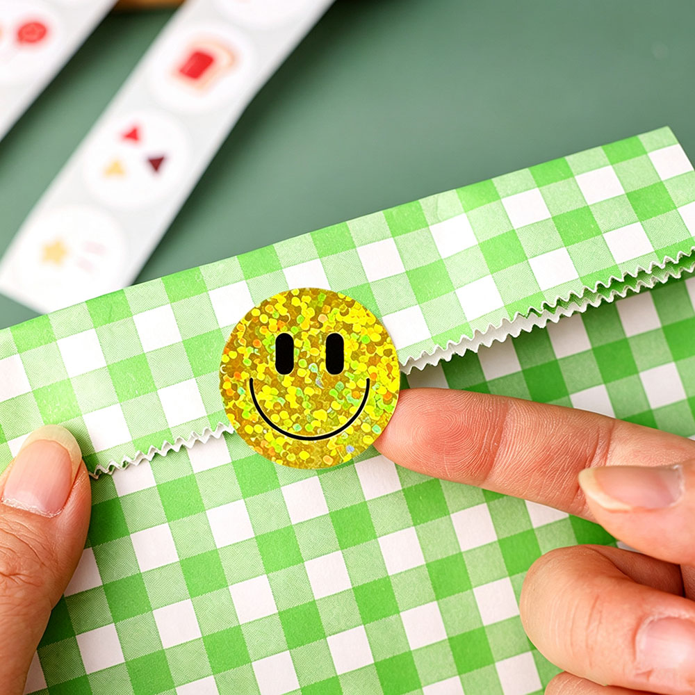 AliExpress 500pcs/Roll Smile Face Star Stickers Laser Colorful Happy Face Sticker Classroom Birthday Teacher Reward School Supplies Sticker, view 4