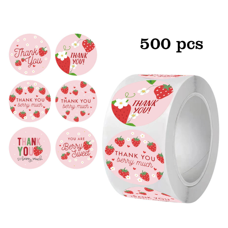 AliExpress 500pcs Strawberry Thank You Stickers，DIYAdhesive Labels Envelope Gift Sealing Stickers Birthday Party Cupcake Decoration Sticker
