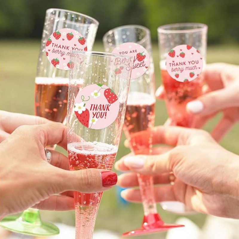 AliExpress 500pcs Strawberry Thank You Stickers，DIYAdhesive Labels Envelope Gift Sealing Stickers Birthday Party Cupcake Decoration Sticker, view 3