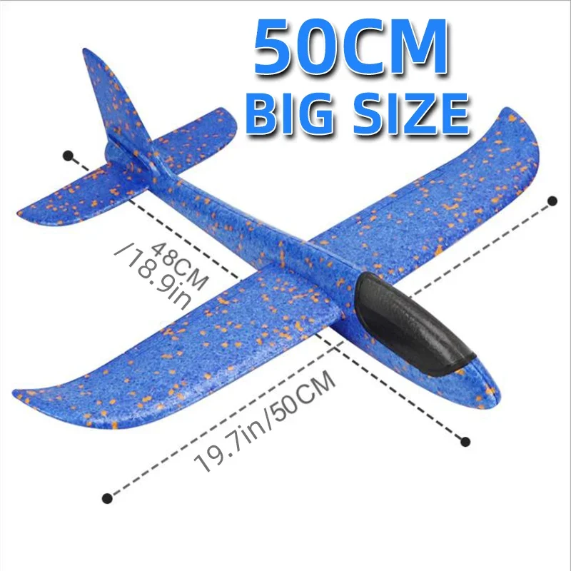 AliExpress 50CM Big Foam Plane Glider Hand Throw Airplane Light Inertial EPP Bubble Planes Outdoor Launch Toys for Boys Gift