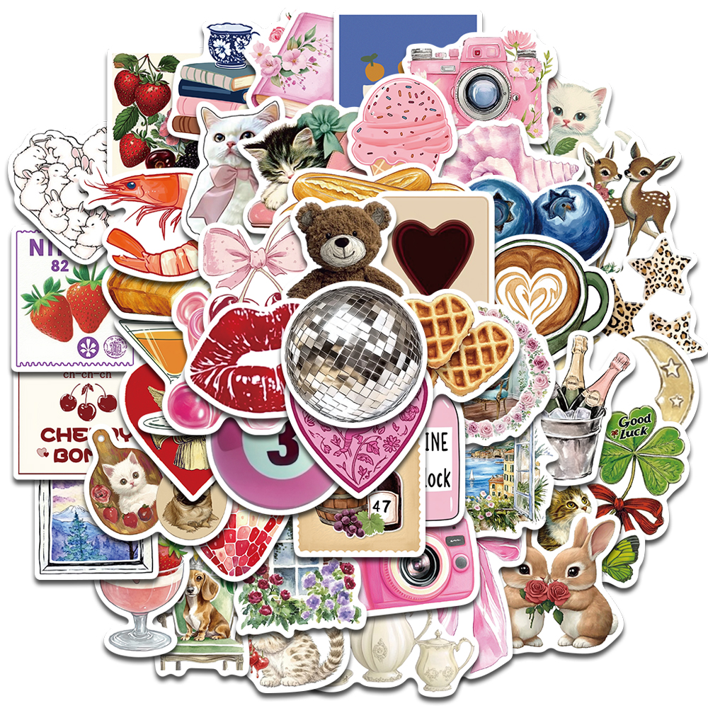 AliExpress 50PCS Aesthetic Pinterest Sticker Decoration Fashion Harajuku Laptop Luggage Creative Wall Bar Decor Streetwear Creative Sticker, view 2