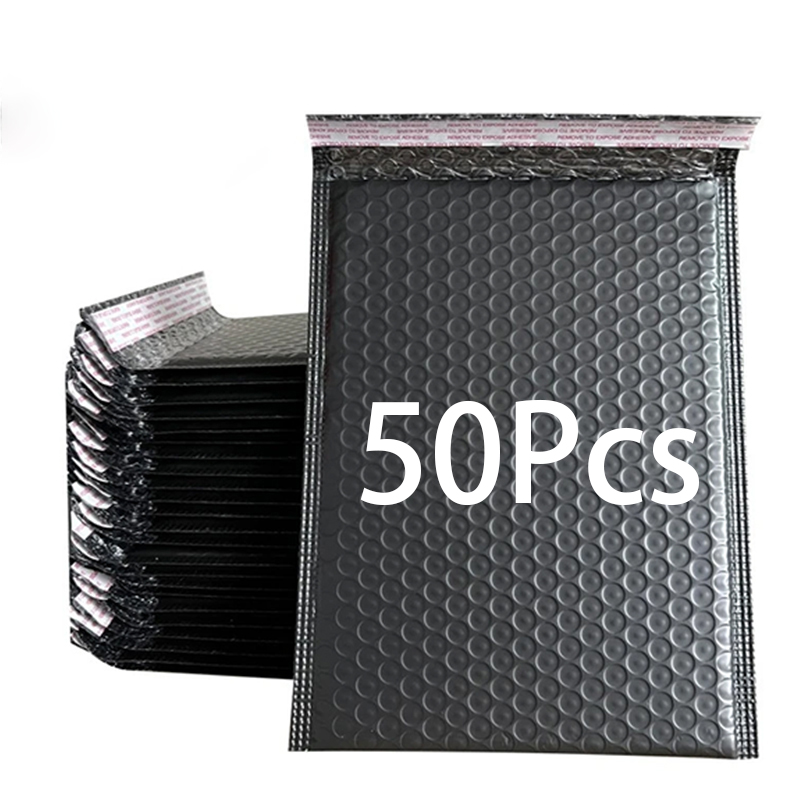 AliExpress 50Pcs Black Poly Bubble Mailer Self‑Adhesive Mailing Envelopes Waterproof Protective Bags for Small Items Gift Post Packaging