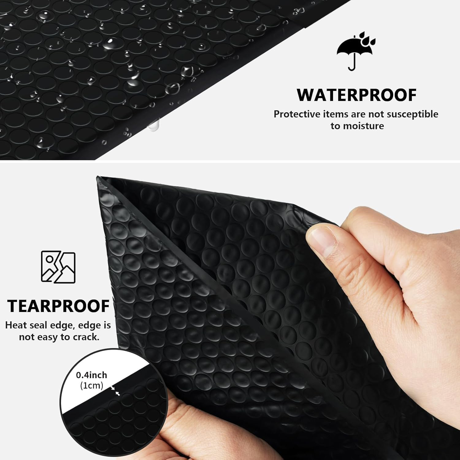 AliExpress 50Pcs Black Poly Bubble Mailer Self‑Adhesive Mailing Envelopes Waterproof Protective Bags for Small Items Gift Post Packaging, view 3