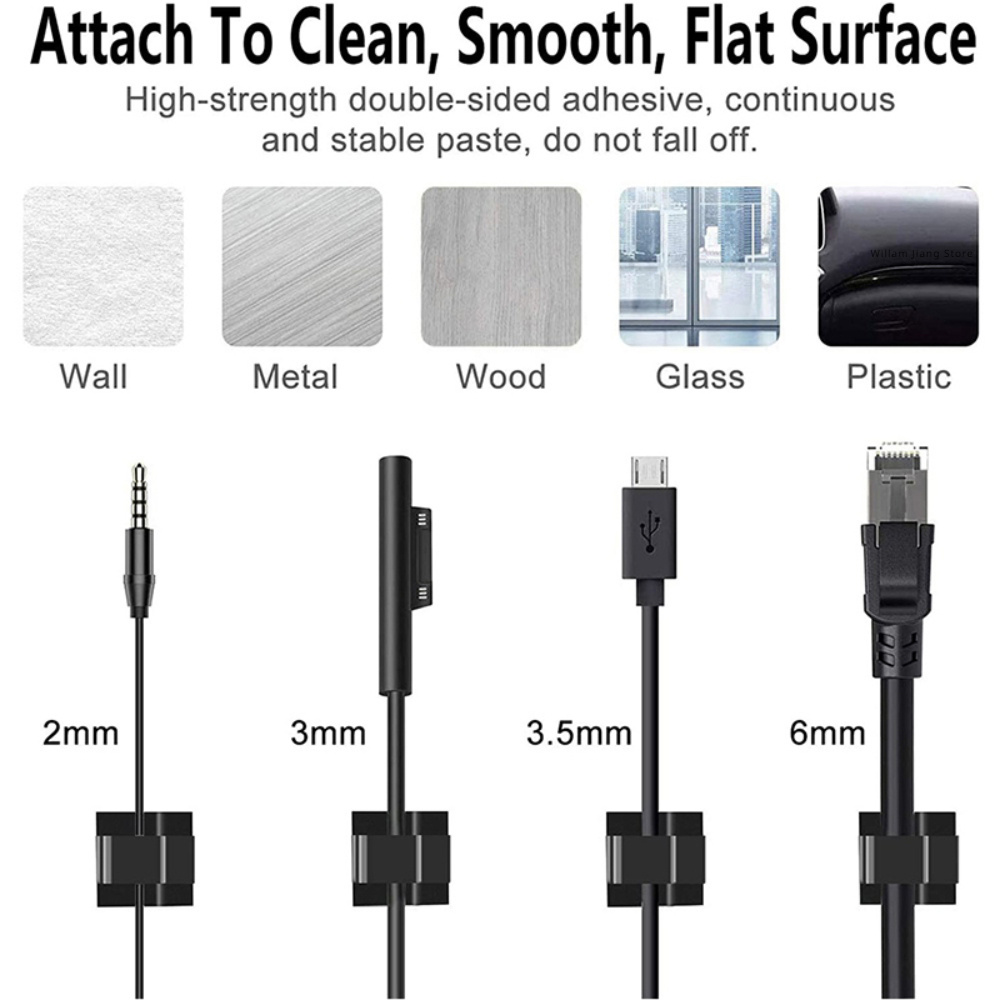 AliExpress Self-Adhesive Desktop Cable Clips (50-Pack), view 6
