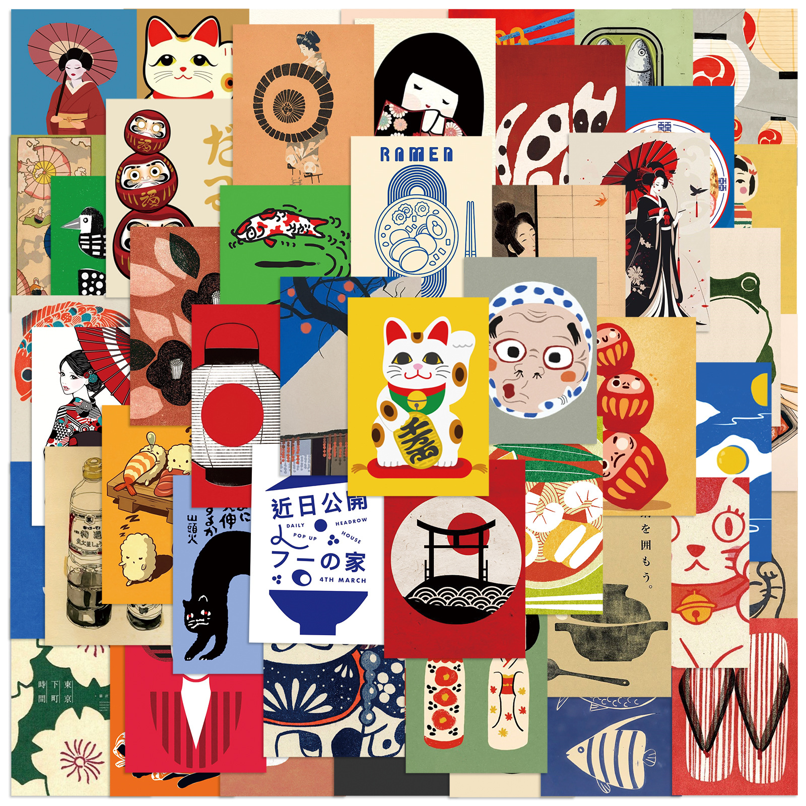 AliExpress 50pcs Cartoon Japanese Style Poster Stickers Refrigerator Phone Case Skateboard Computer Laptop Waterproof Decorative Stickers, view 2
