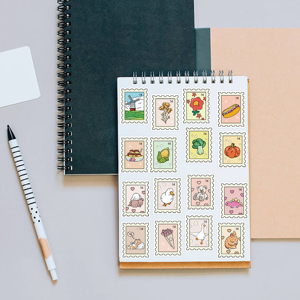 AliExpress 50pcs Cartoon Stamps Stickers Decals For Laptop Letter Scrapbook Luggage DIY Aesthetic Waterproof Stickers Creative Gifts, view 6