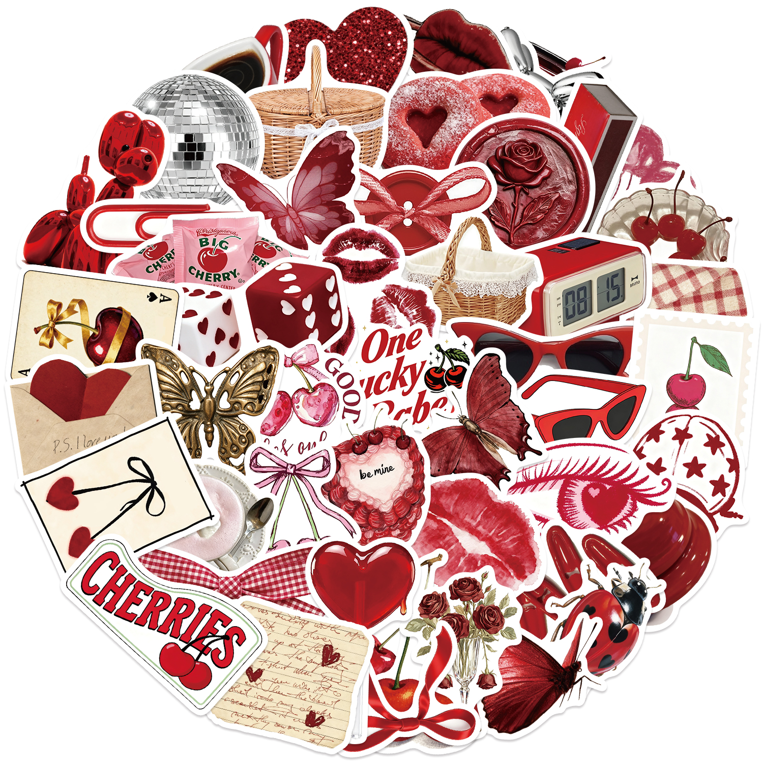 AliExpress 50pcs Cherry Coloured Girl Red Graffiti Stickers Decorated Notebook Water Cup Suitcase Guitar Classic Toy Scrapbook Waterproof