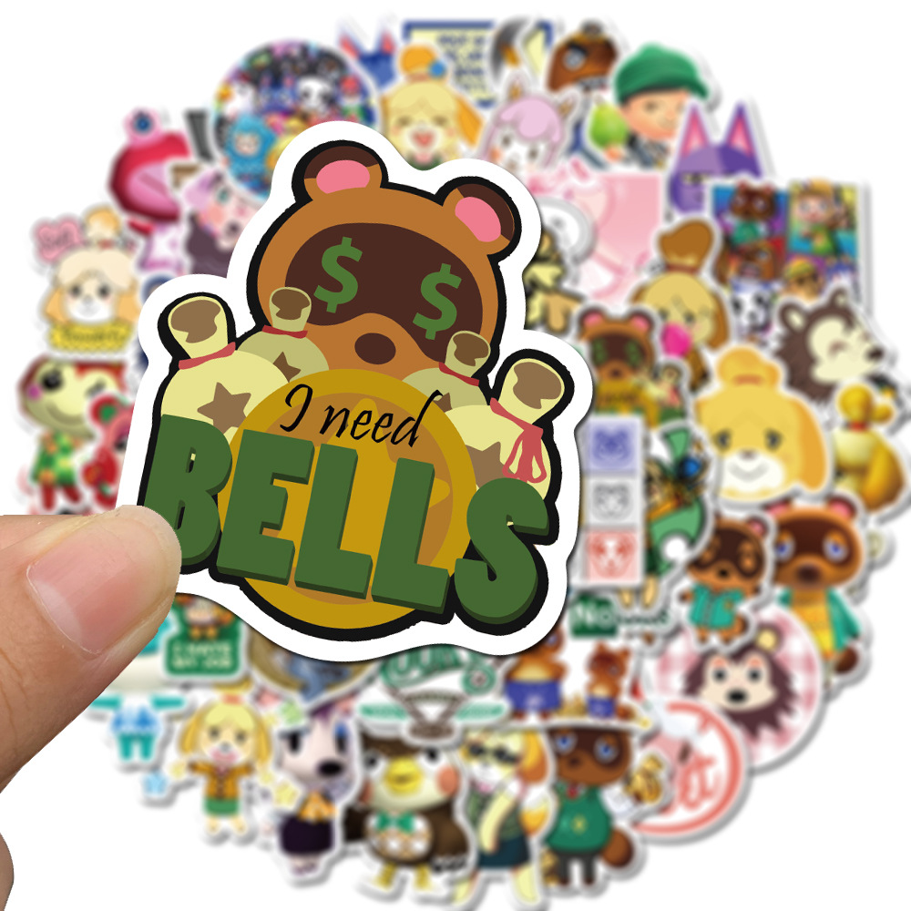 AliExpress 50Pcs Classic Game Animal Crossing: New Horizons Stickers Cute Cartoon Graffiti Sticker Decals for Suitcase Diary Bike, view 3
