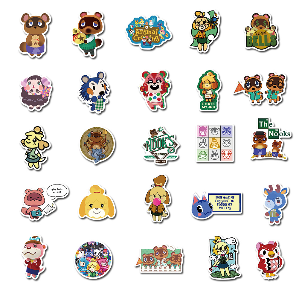 AliExpress 50Pcs Classic Game Animal Crossing: New Horizons Stickers Cute Cartoon Graffiti Sticker Decals for Suitcase Diary Bike, view 5