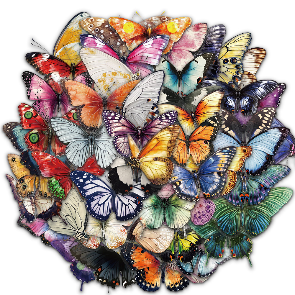 AliExpress 50PCS Colorful Butterfly Graffiti Stickers Scrapbooking Collage Material Decorate Guitar Frame Wall DIY Waterproof Stickers