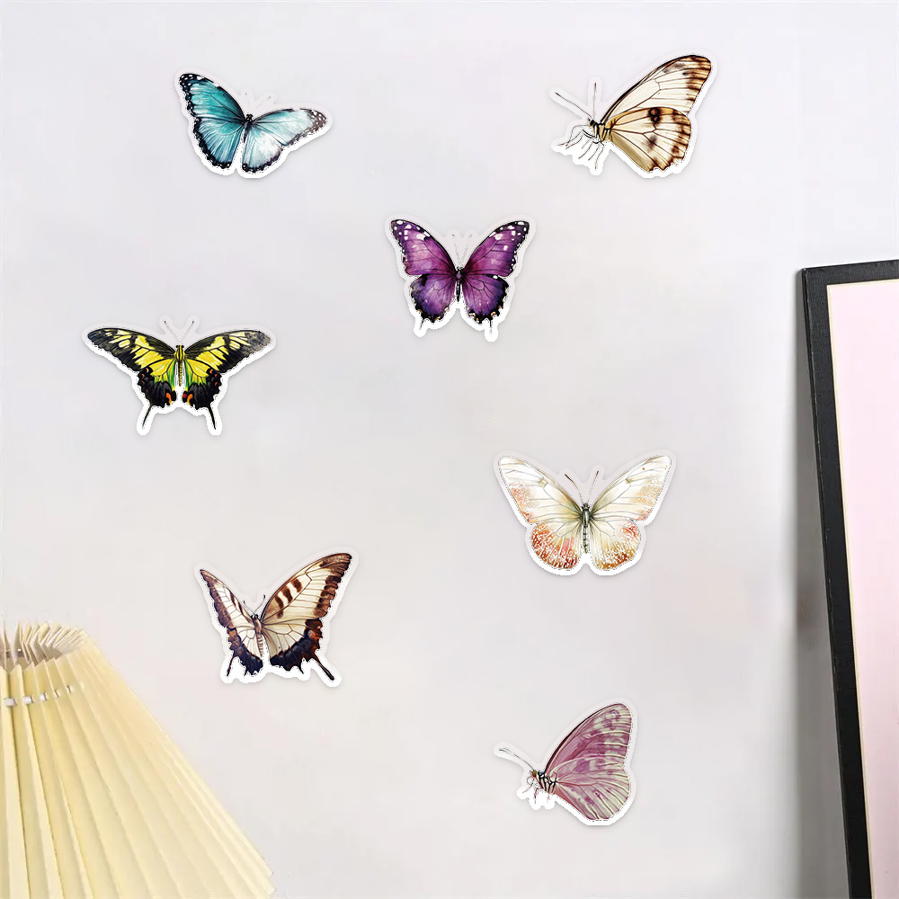 AliExpress 50PCS Colorful Butterfly Graffiti Stickers Scrapbooking Collage Material Decorate Guitar Frame Wall DIY Waterproof Stickers, view 5