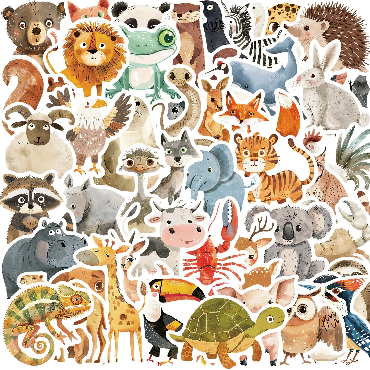 AliExpress 50pcs Cute Book Paintings Animals Stickers Aesthetic Decal Water Bottles Helmet Luggage Skateboard Cute Graffiti Sticker