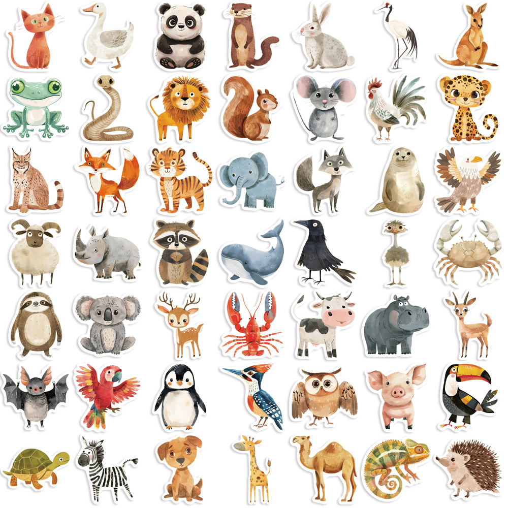 AliExpress 50pcs Cute Book Paintings Animals Stickers Aesthetic Decal Water Bottles Helmet Luggage Skateboard Cute Graffiti Sticker, view 2