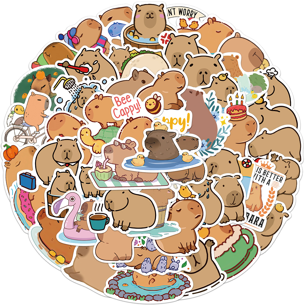 AliExpress 50PCS Cute Capybara Animal Stickers Car Motorcycle Travel Luggage Phone Guitar Laptop Cartoon Helment Decal Kid Gift Toys