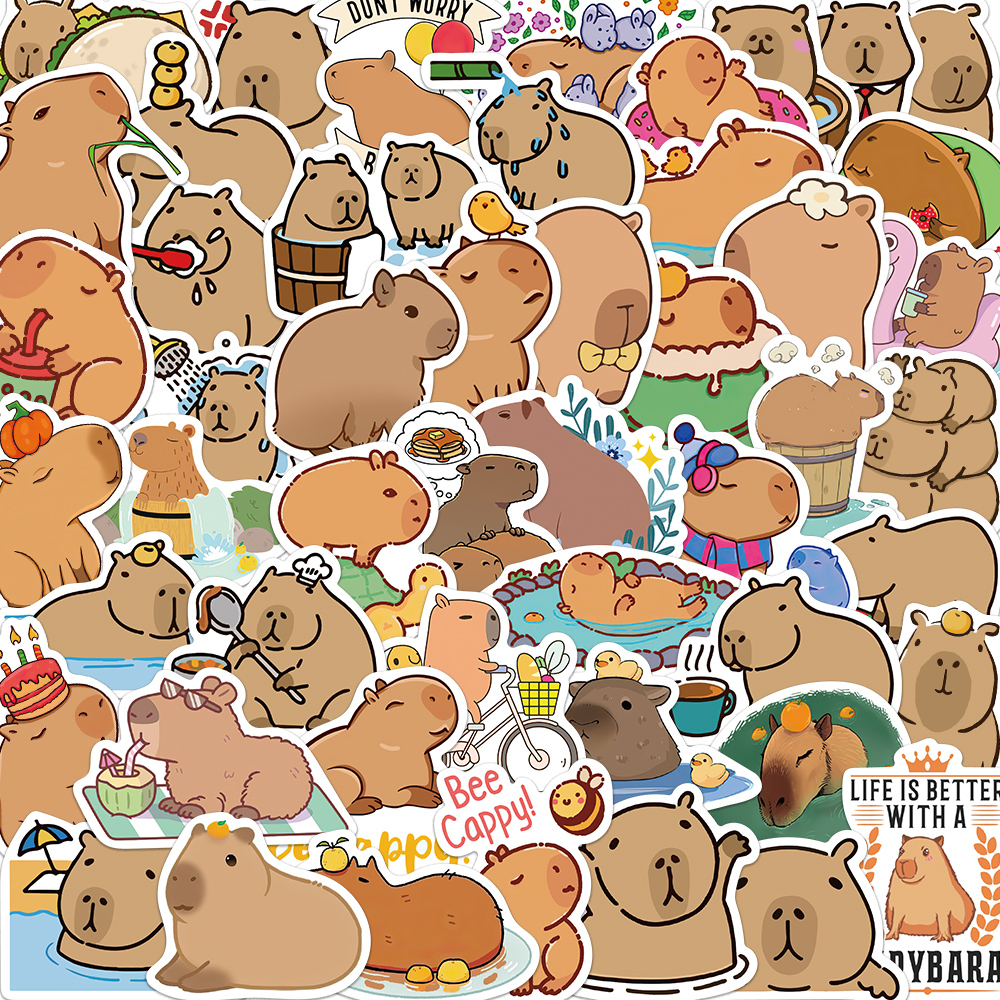 AliExpress 50PCS Cute Capybara Animal Stickers Car Motorcycle Travel Luggage Phone Guitar Laptop Cartoon Helment Decal Kid Gift Toys, view 2