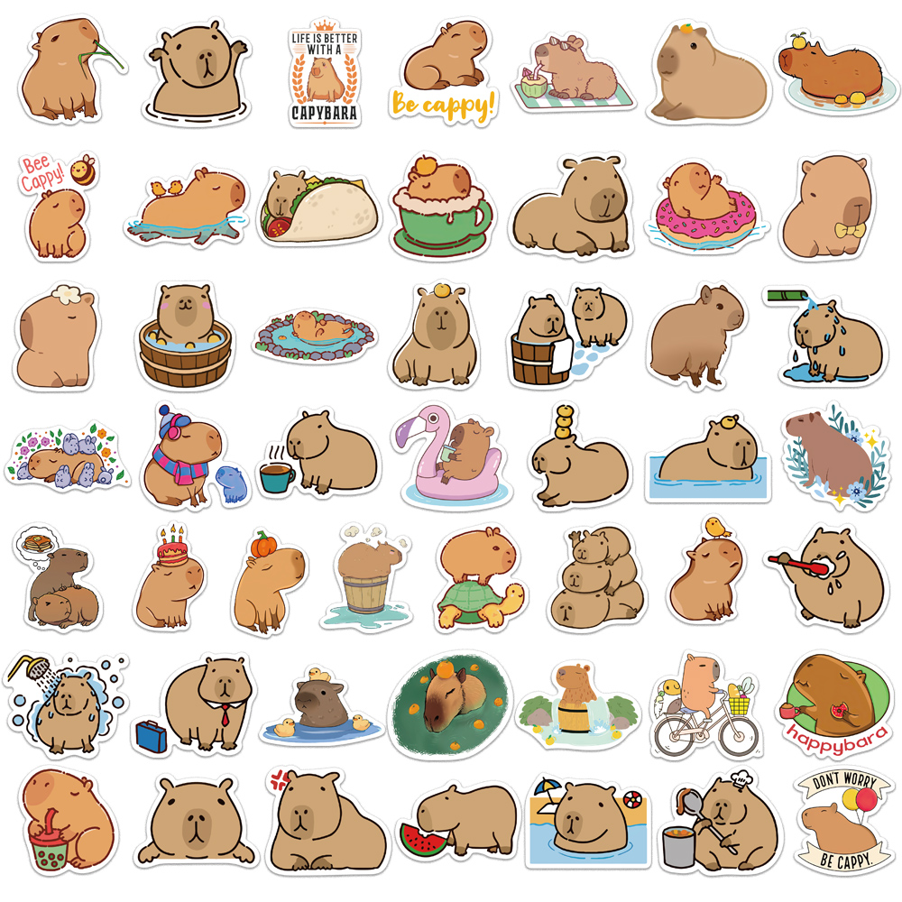 AliExpress 50PCS Cute Capybara Animal Stickers Car Motorcycle Travel Luggage Phone Guitar Laptop Cartoon Helment Decal Kid Gift Toys, view 4