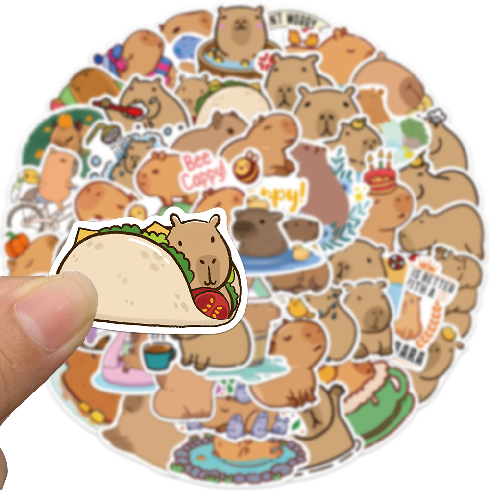 AliExpress 50PCS Cute Capybara Animal Stickers Car Motorcycle Travel Luggage Phone Guitar Laptop Cartoon Helment Decal Kid Gift Toys, view 5