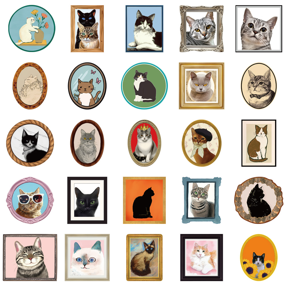 AliExpress 50PCS Cute Cat Decoration Fun Graffiti Stickers DIY Phone Case Notebook Scrapbook Phone Stickers, view 4