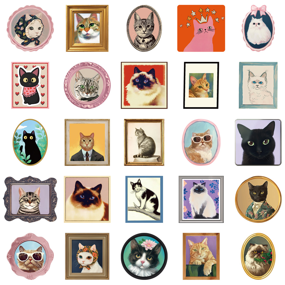AliExpress 50PCS Cute Cat Decoration Fun Graffiti Stickers DIY Phone Case Notebook Scrapbook Phone Stickers, view 5
