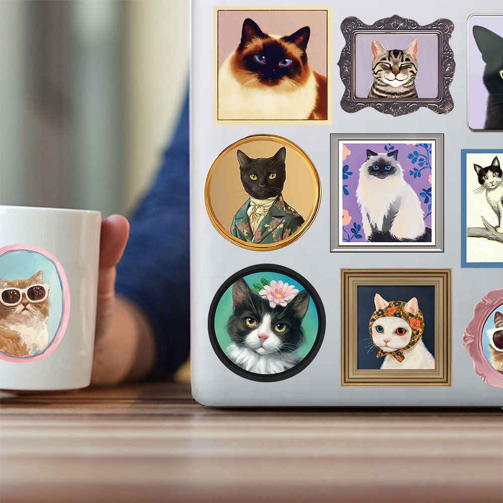 AliExpress 50PCS Cute Cat Decoration Fun Graffiti Stickers DIY Phone Case Notebook Scrapbook Phone Stickers, view 6