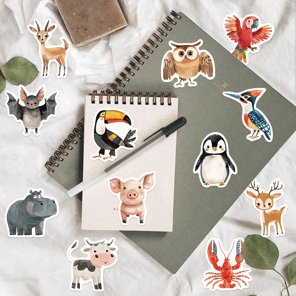 AliExpress 50pcs Cute Childrens Book Paintings Animals Stickers Aesthetic Decal Luggage Skateboard Cute Graffiti Girl Boy Sticker Toys, view 2