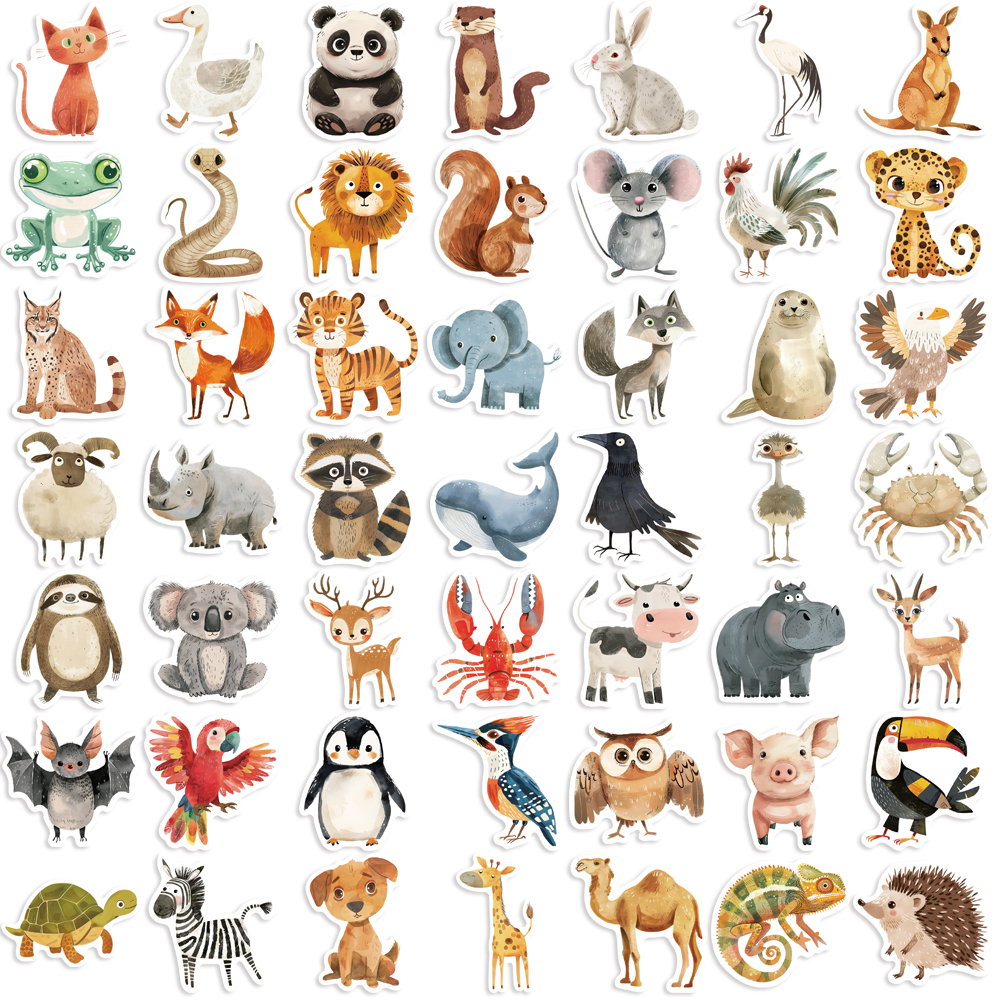 AliExpress 50pcs Cute Childrens Book Paintings Animals Stickers Aesthetic Decal Luggage Skateboard Cute Graffiti Girl Boy Sticker Toys, view 4