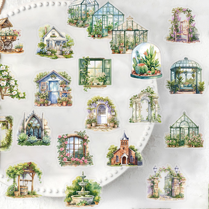 AliExpress 50PCS Flower Field Cottage Cartoon Stickers DIY Scrapbooking Guitar Snowboard Motorcycle Luggage Toy PET Sticker, view 2