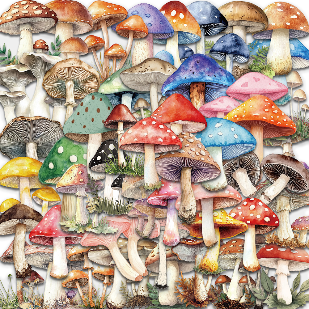 AliExpress 50PCS Kawaii Mushroom Stickers Nostalgia Cartoon Decals Laptops Luggage Diary Skateboards Cool Guitar Motorcycle Sticker Design﻿