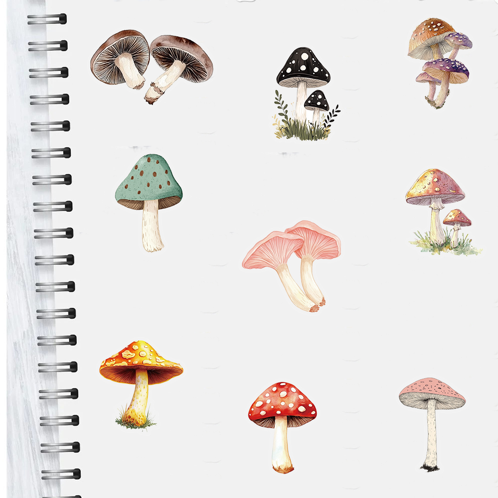 AliExpress 50PCS Kawaii Mushroom Stickers Nostalgia Cartoon Decals Laptops Luggage Diary Skateboards Cool Guitar Motorcycle Sticker Design﻿, view 3