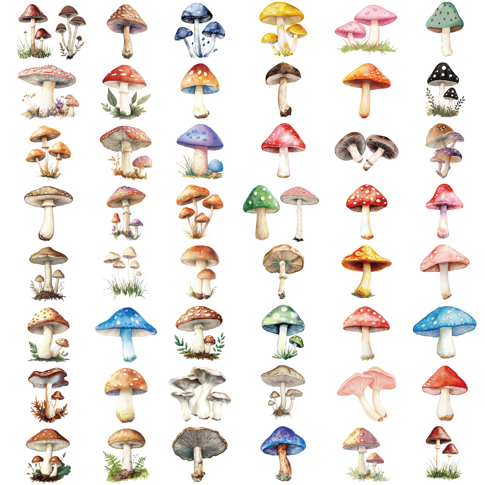 AliExpress 50PCS Kawaii Mushroom Stickers Nostalgia Cartoon Decals Laptops Luggage Diary Skateboards Cool Guitar Motorcycle Sticker Design﻿, view 6