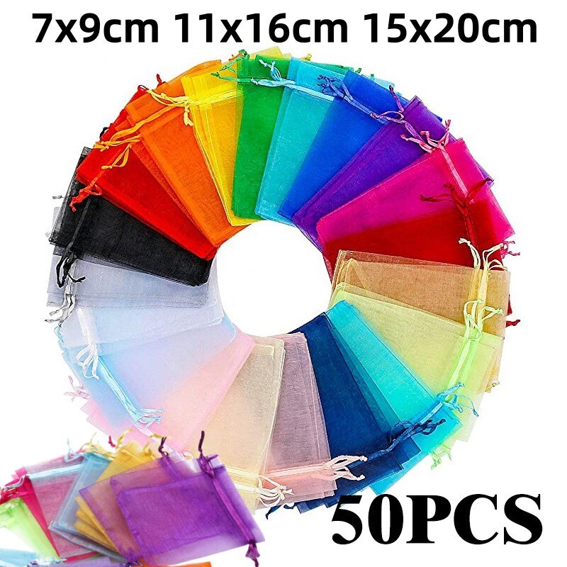 AliExpress Organza Drawstring Jewelry Pouches (50-Pack)