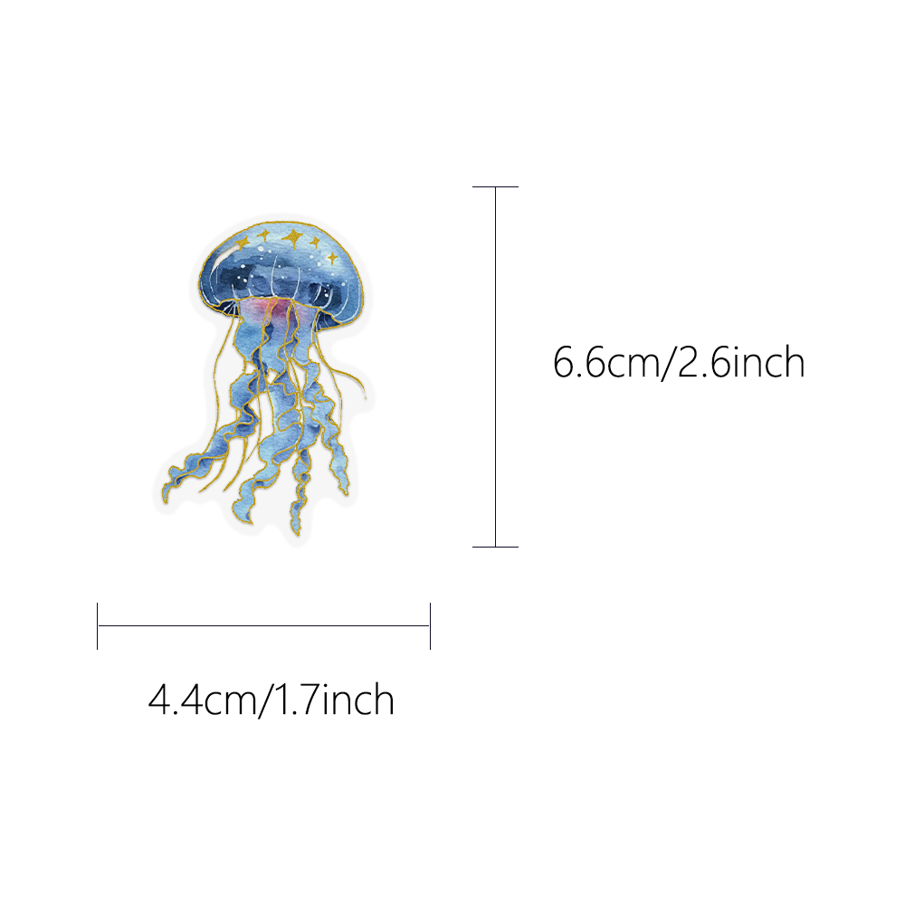 AliExpress 50pcs Marine Creature Stickers with Gold Foil Accents Notebook Scrapbook Journal Decorations Water Bottle Guitar DIY Decals, view 2