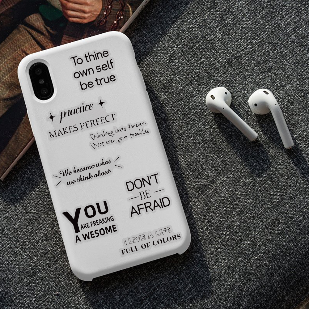 AliExpress 50pcs Motivational Phrases PET Stickers Decals For Laptop Notebook Suitcase Skateboard Guitar DIY Aesthetic Transparent Stickers, view 5