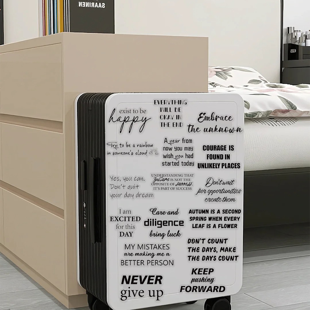 AliExpress 50pcs Motivational Phrases PET Stickers Decals For Laptop Notebook Suitcase Skateboard Guitar DIY Aesthetic Transparent Stickers, view 6