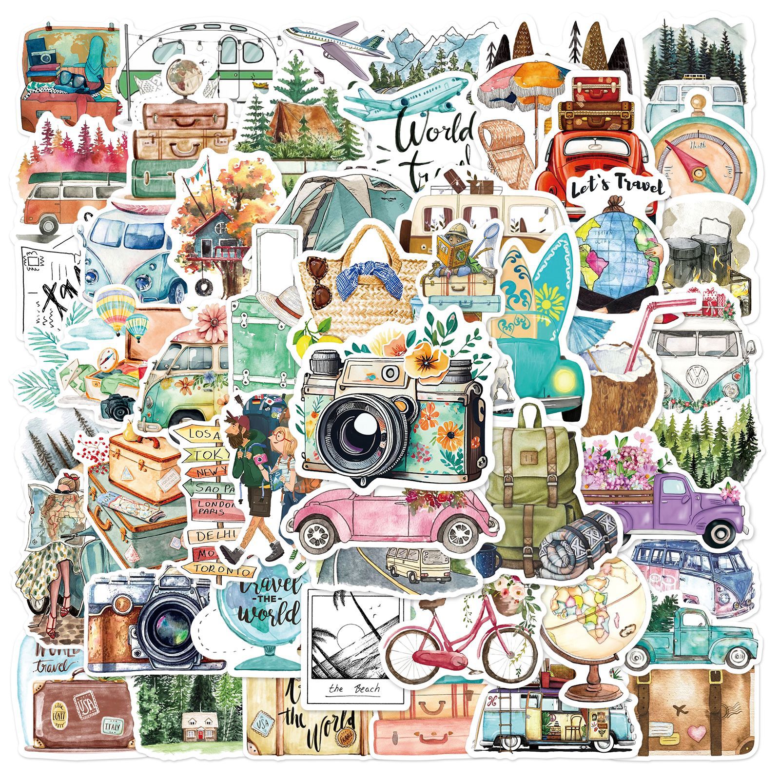 AliExpress 50PCS New Trendy Outdoor Travel Scenery Graffiti Cell Phone Helmet WaterCup Car DIY Waterproof PVC Handbook Play Reward Stickers