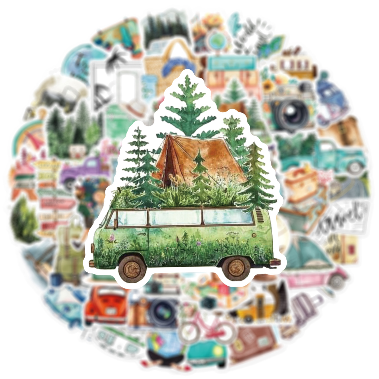AliExpress 50PCS New Trendy Outdoor Travel Scenery Graffiti Cell Phone Helmet WaterCup Car DIY Waterproof PVC Handbook Play Reward Stickers, view 4