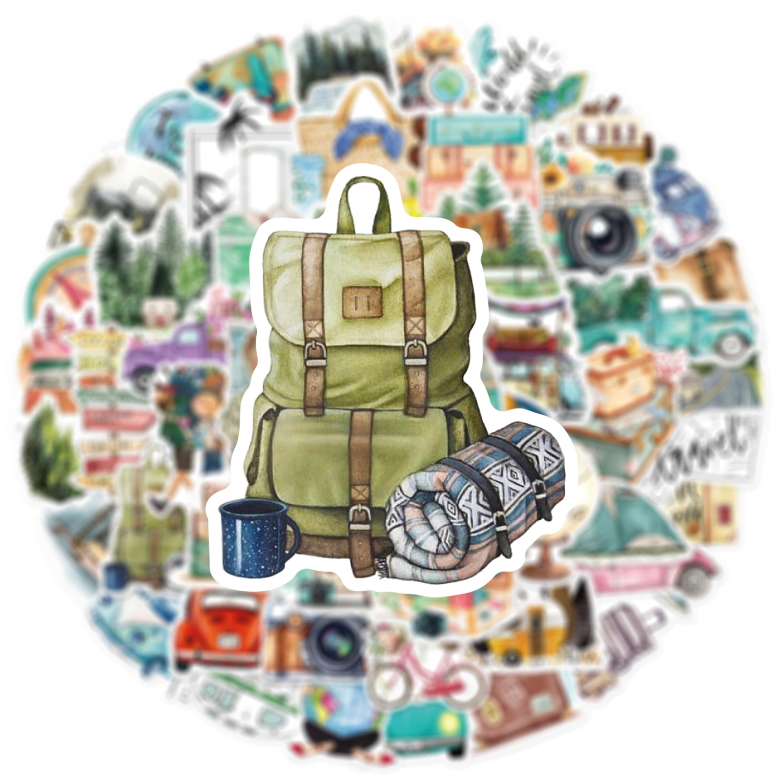 AliExpress 50PCS New Trendy Outdoor Travel Scenery Graffiti Cell Phone Helmet WaterCup Car DIY Waterproof PVC Handbook Play Reward Stickers, view 5