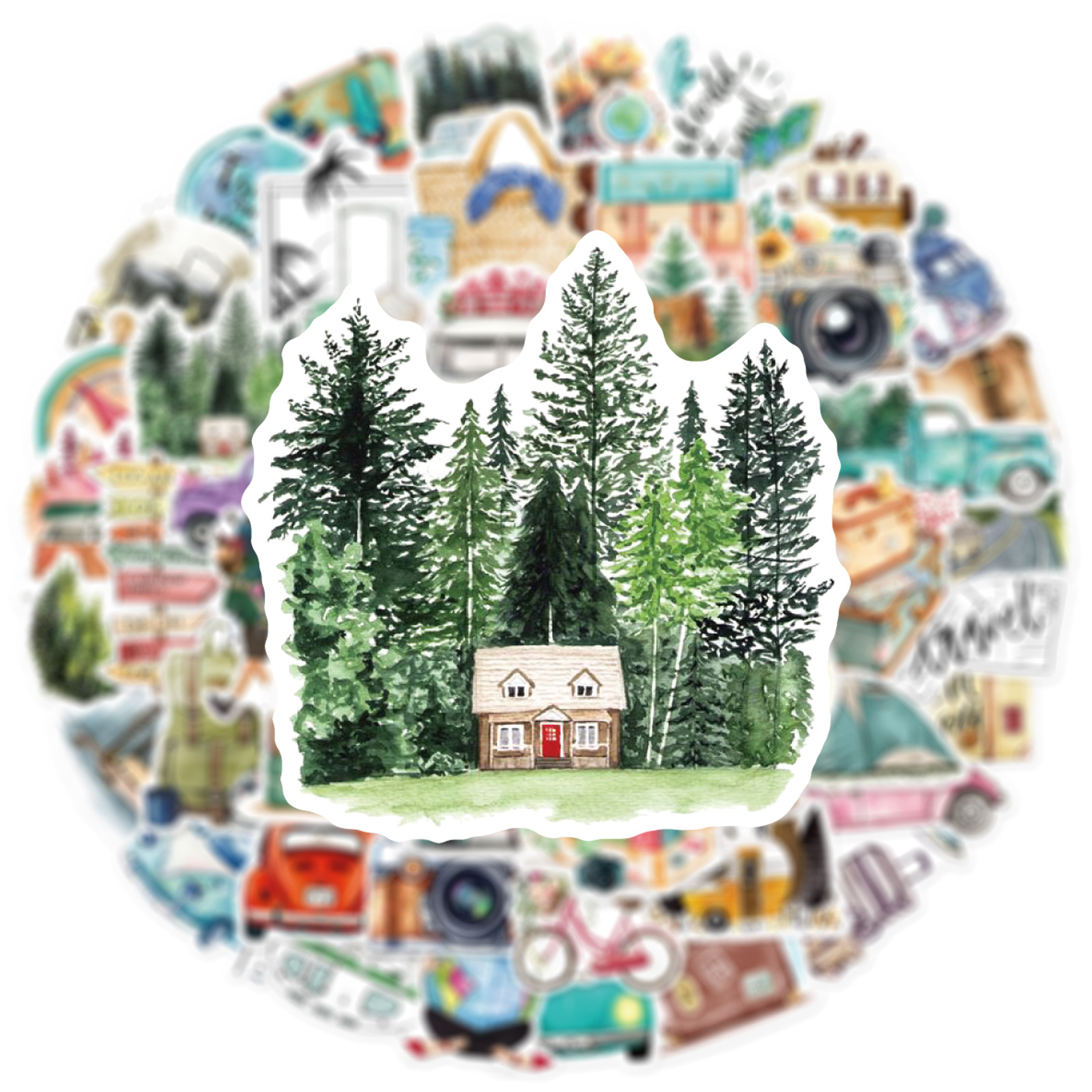 AliExpress 50PCS New Trendy Outdoor Travel Scenery Graffiti Cell Phone Helmet WaterCup Car DIY Waterproof PVC Handbook Play Reward Stickers, view 6
