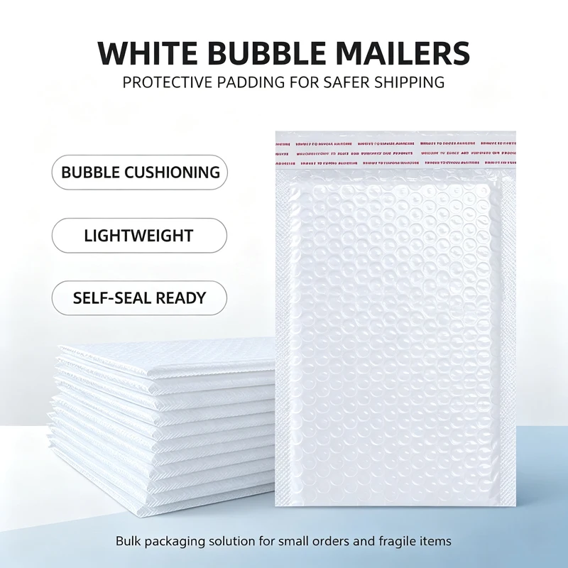 AliExpress 50pcs Pearlescent Film Waterproof Bubble Bag Packaging Express Bag White Foam Self Seal Pack Bag ShippingbagThickened Envelope, view 4