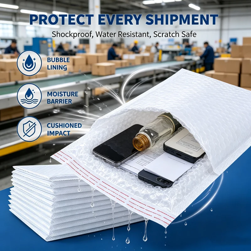 AliExpress 50pcs Pearlescent Film Waterproof Bubble Bag Packaging Express Bag White Foam Self Seal Pack Bag ShippingbagThickened Envelope, view 6