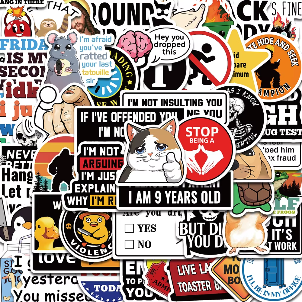 AliExpress 50PCS Prank Meme Stickers Harajuku Decals DIY Fashion Graffiti Decals Luggage Notebook Bike Gift Phone Laptop Suitcase Stickers