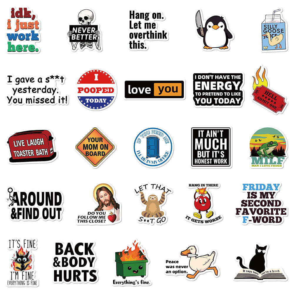 AliExpress 50PCS Prank Meme Stickers Harajuku Decals DIY Fashion Graffiti Decals Luggage Notebook Bike Gift Phone Laptop Suitcase Stickers, view 3