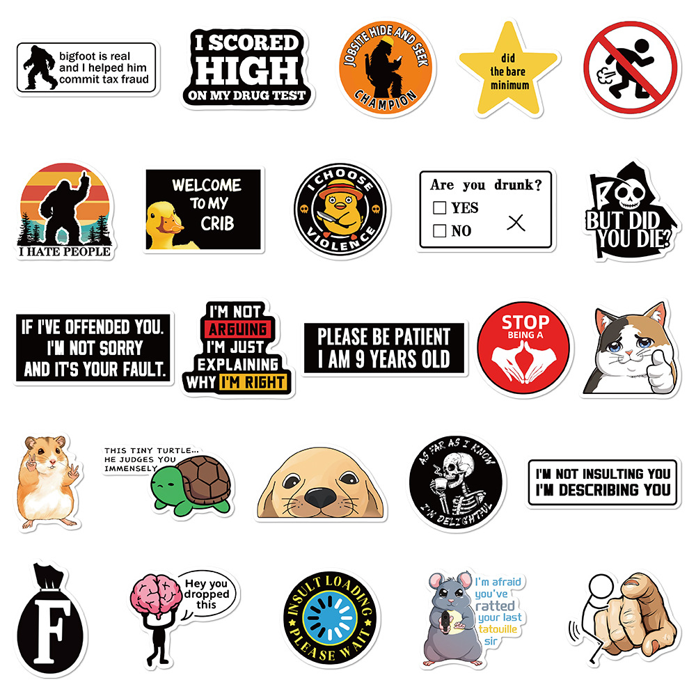 AliExpress 50PCS Prank Meme Stickers Harajuku Decals DIY Fashion Graffiti Decals Luggage Notebook Bike Gift Phone Laptop Suitcase Stickers, view 4