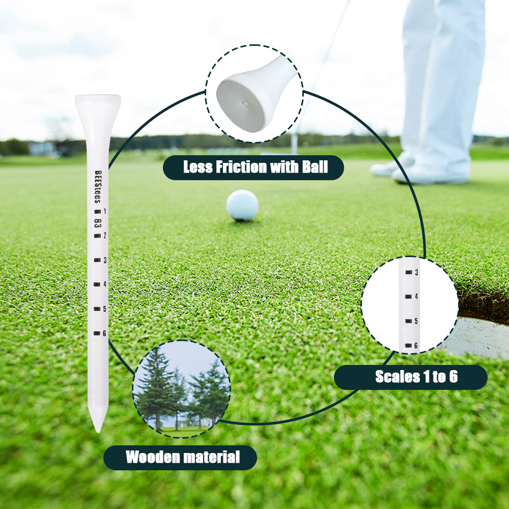 AliExpress 50pcs Premium Wooden Golf Tees with Height Markers - Non-slip Design for Perfect Ball Position Durable Golf Accessories, view 2