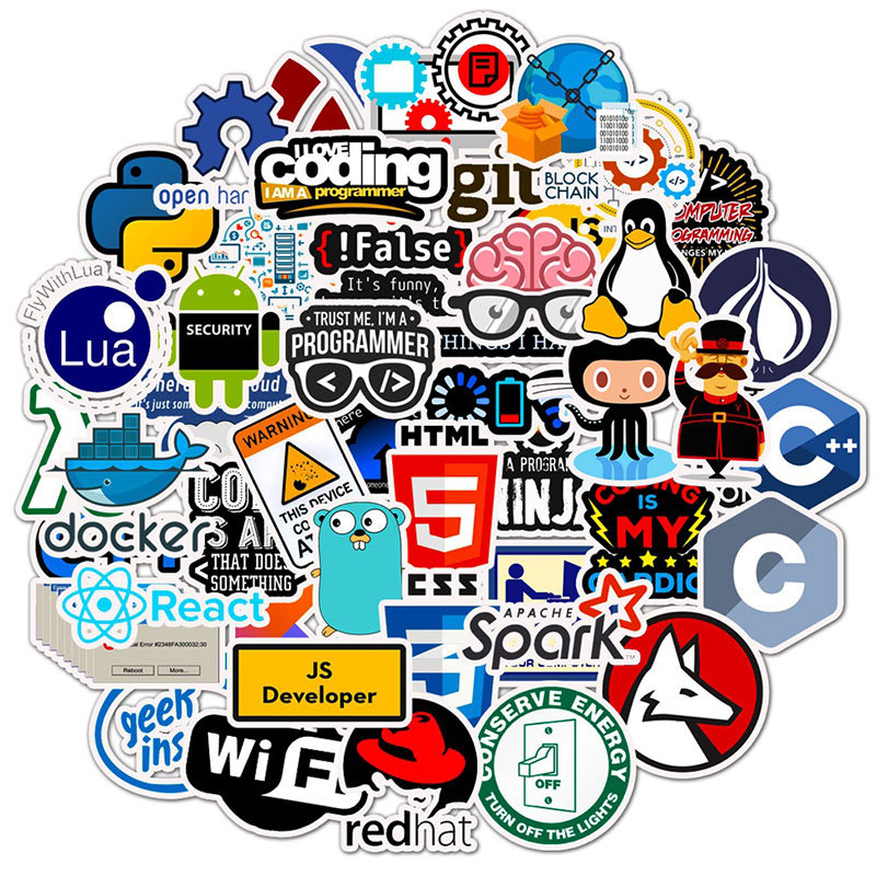 AliExpress 50pcs Programming Stickers Geek Python Java Internet php Docker Html Bitcoin Vinyl Decals Laptop Phone Sticker for Kids Toy Gift