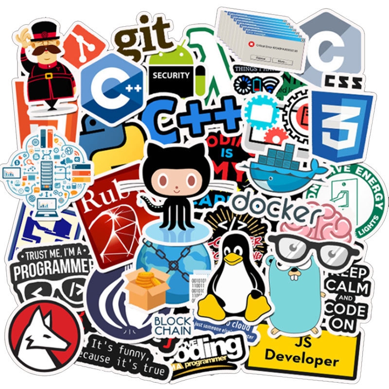 AliExpress 50pcs Programming Stickers Geek Python Java Internet php Docker Html Bitcoin Vinyl Decals Laptop Phone Sticker for Kids Toy Gift, view 5